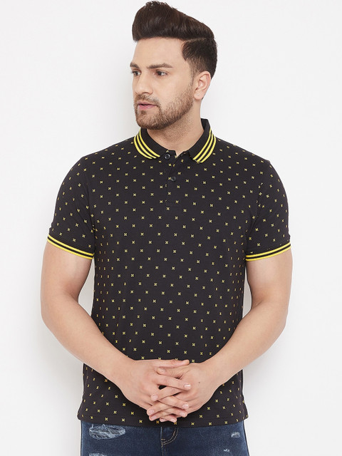 

98 Degree North Men Black Printed Polo Collar T-shirt