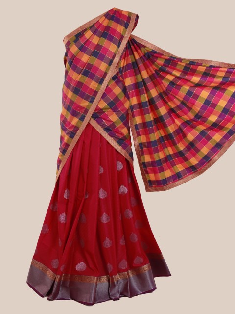 

Pothys Multicoloured Checked Silk Blend Half Saree, Multi
