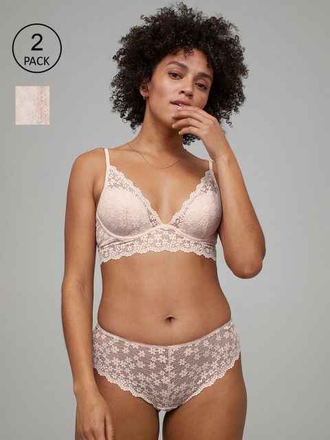 

H&M Women Pastel Pink 2-Pack Lace Hipster Briefs 0949563003