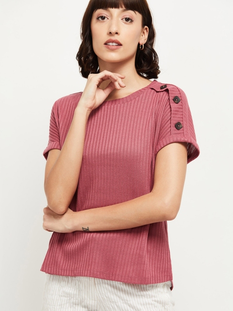 

max Pink Striped Regular Top