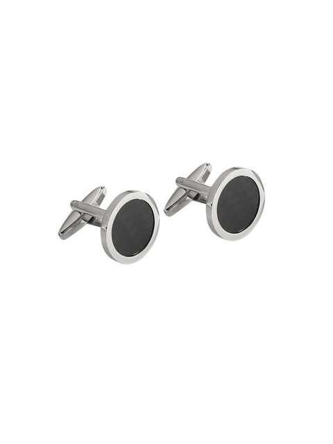 

Arrow Silver-Toned & Black Round Cufflinks