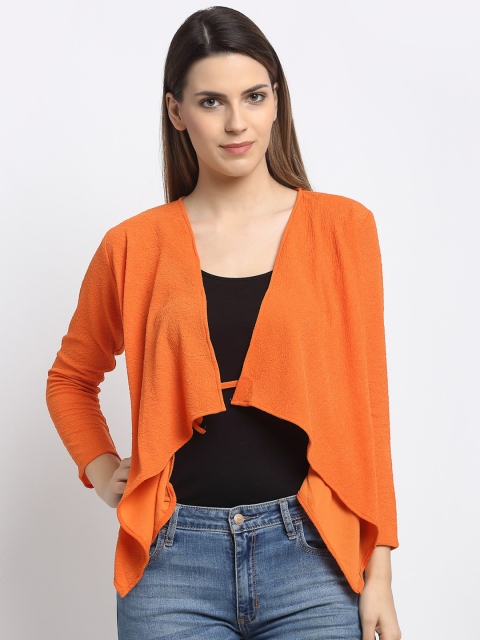 

Aujjessa Women Orange Solid Open Front Shrug