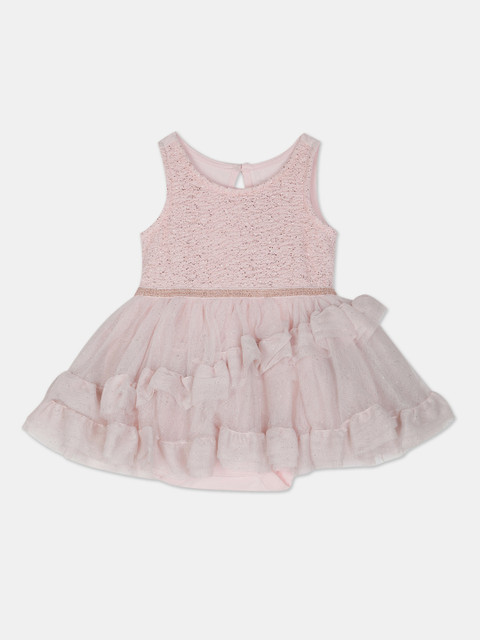 

The Childrens Place Girls Pink Embellished Fit and Flare Dress