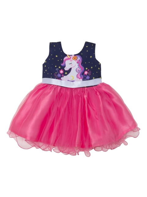 

The Magic Wand Girls Fuchsia Printed Fit and Flare Dress