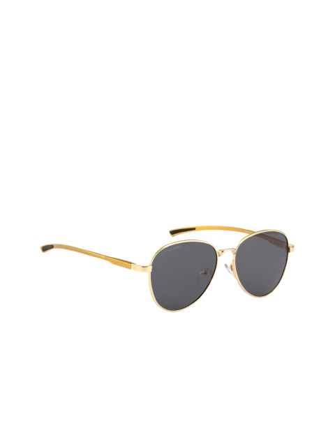 

ROYAL SON Unisex Black Lens & Gold-Toned Oval Sunglasses CHI00105-C3