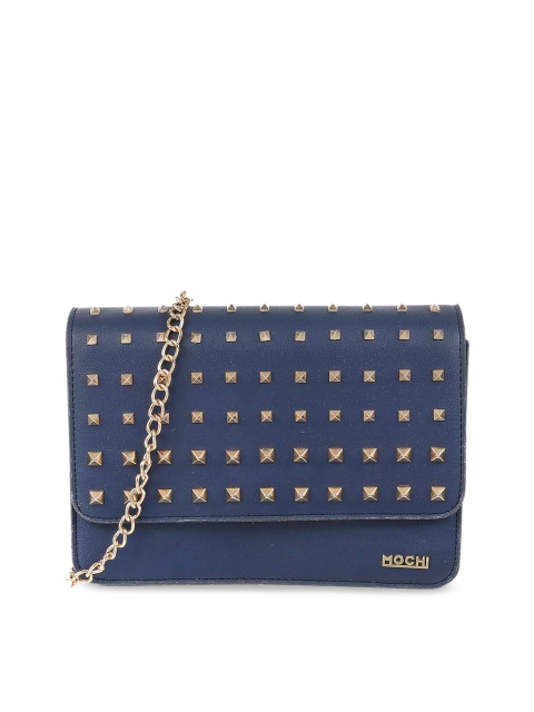 

Mochi Navy Blue & Gold-Toned Embellished Clutch