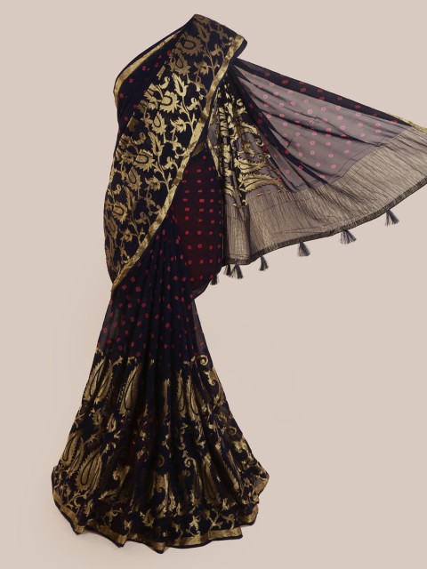 

Pothys Navy Blue Woven Design Poly Georgette Saree