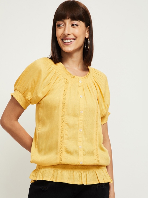 

max Yellow Blouson Top