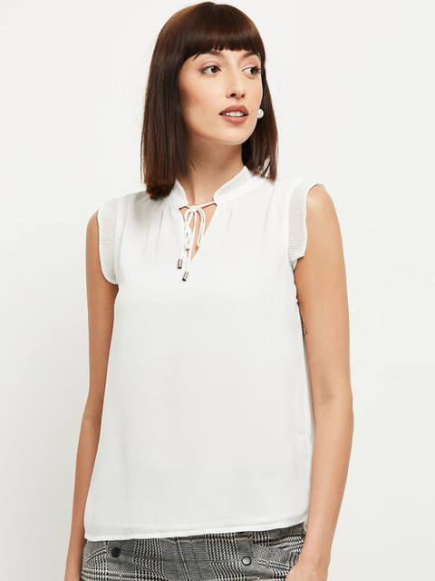 

max Cream-Coloured Tie-Up Neck Top