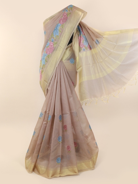 

Pothys Taupe Woven Design Cotton Blend Saree