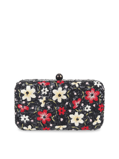 

Mochi Black & Red Embellished Box Clutch