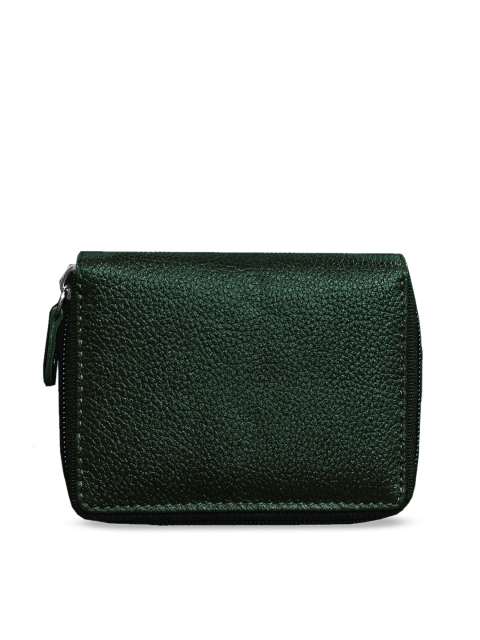 

ABYS Men Green Textured Zip Around Wallet