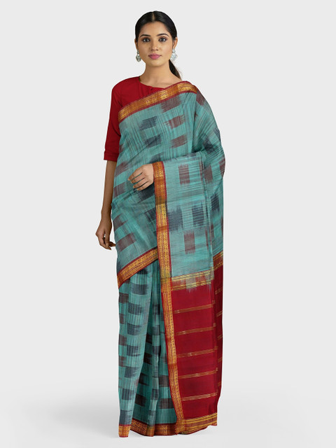 

APCO Teal Printed Pure Cotton Saree