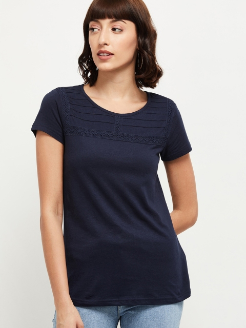 

max Blue Pure Cotton Regular Top