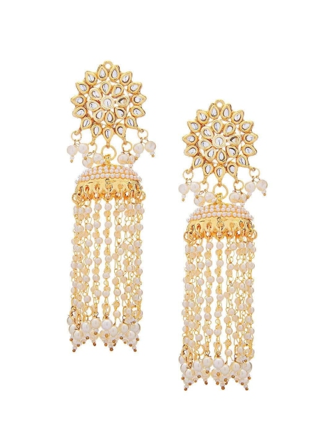 

Rubans Gold-Toned Dome Shaped Handcrafted Jhumkas