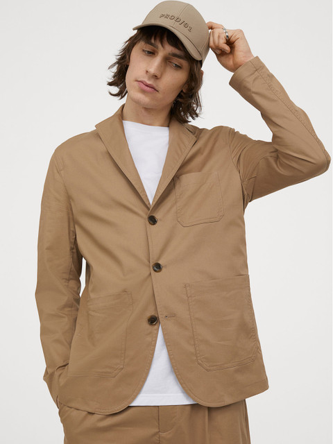 

H&M Men Beige Solid Regular Fit Jacket