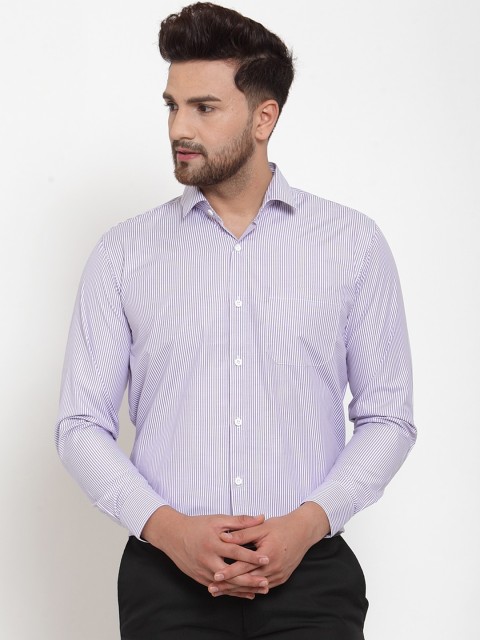 

JAINISH Men White & Purple Slim Fit Checked Cotton Formal Shirt