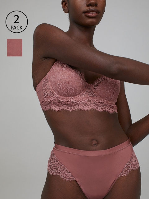 

H&M Women Pink 2-Pack Thong Briefs 0953767002
