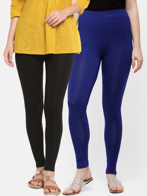 

De Moza Women Pack of 2 Black & Navy Blue Solid Ankle-Length Leggings