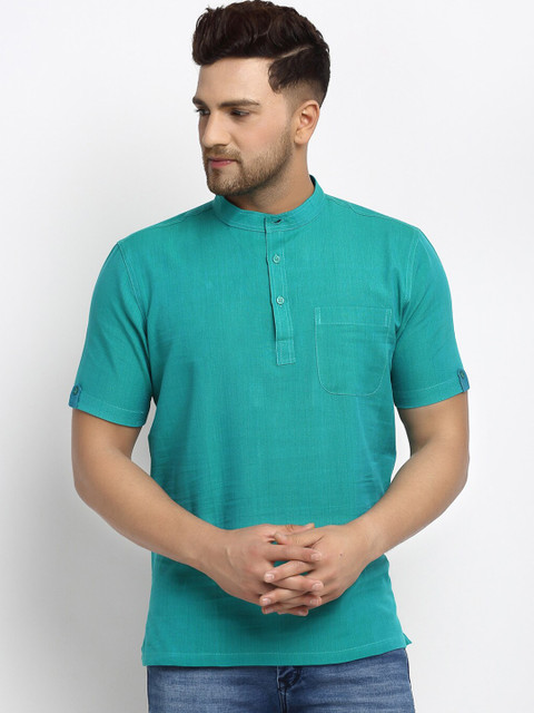 

NEUDIS Men Teal Solid Short Kurta