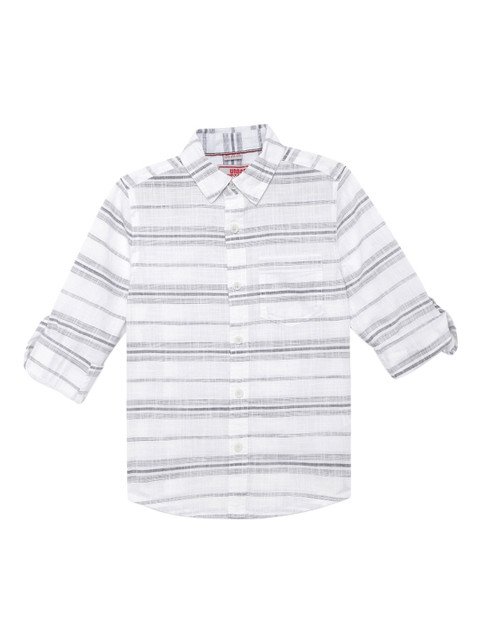 

UNDER FOURTEEN ONLY Boys Off-White Regular Fit Striped Casual Shirt