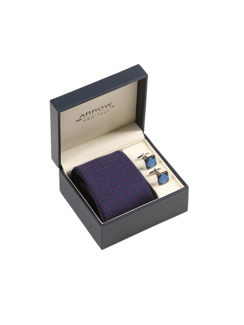 

Arrow Men Navy Blue & Red Patterned Accessory Gift Set