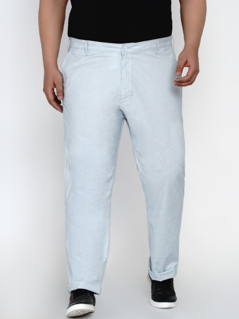 

John Pride Men Blue Regular Fit Solid Trousers