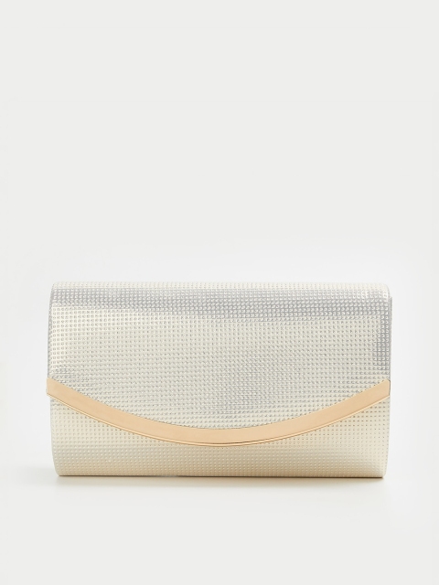 

CODE by Lifestyle Beige & Gold-Toned Textured Envelope Clutch