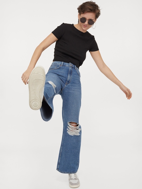 

H&M Women Blue Wide High Jeans