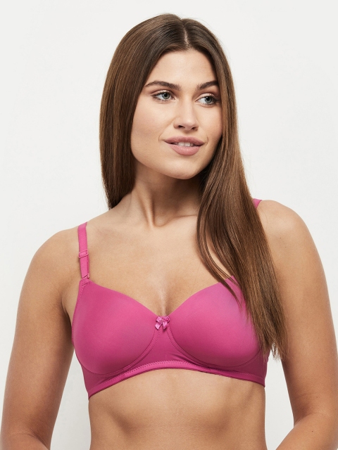 max Fuchsia Solid Non-Wired Lightly Padded T-shirt Bra SP21PDNW02FUCHSIA