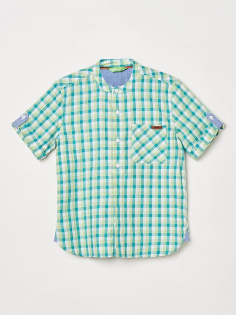 

Bossini Boys Green & White Regular Fit Checked Casual Shirt