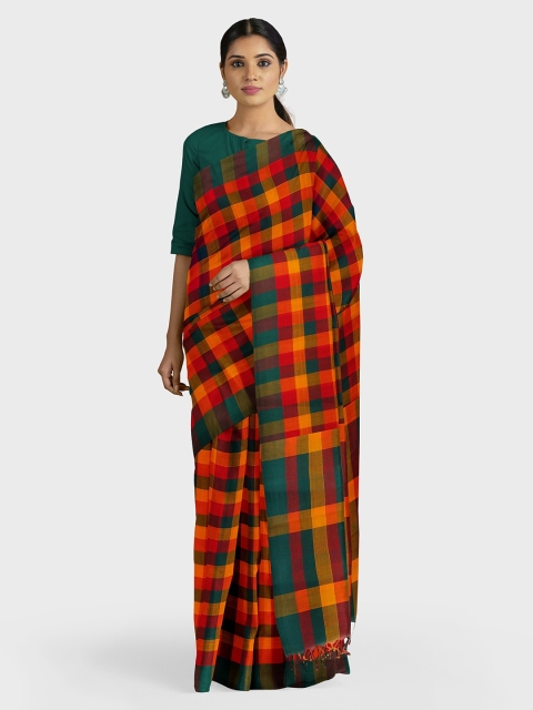 

APCO Multicoloured Checked Pure Cotton Saree, Multi