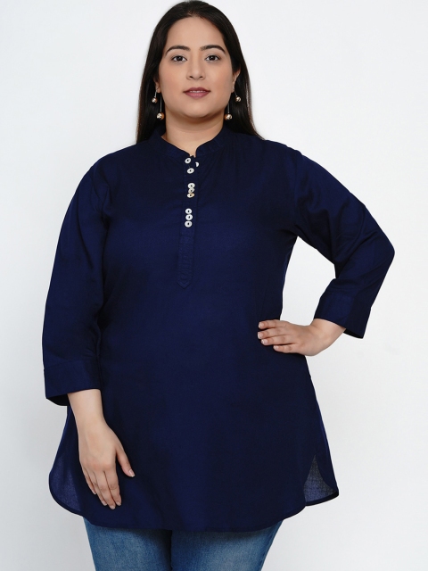 

Fabnest Curve Women Navy Blue Solid Straight Kurti