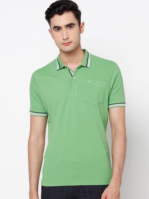 

Blackberrys Men Green Solid Polo Collar T-shirt