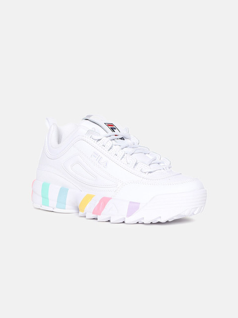 

FILA Women White & Pink Striped Sneakers
