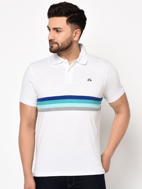 

98 Degree North Men White Solid Polo Collar T-shirt