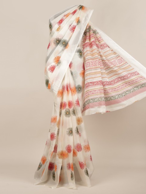

Pothys Cream-Coloured Printed Tissue Saree