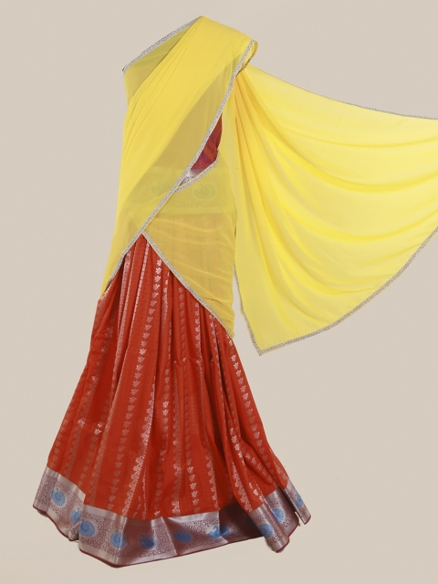 

Pothys Yellow & Red Poly Chiffon Checked Saree