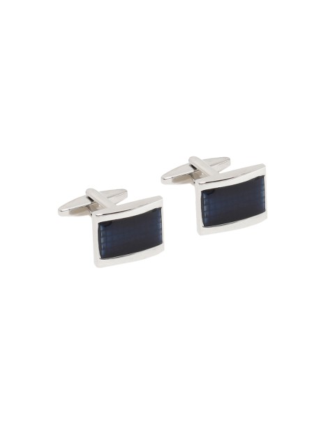 

Arrow Silver-Toned & Navy Blue Rectangle Cufflinks