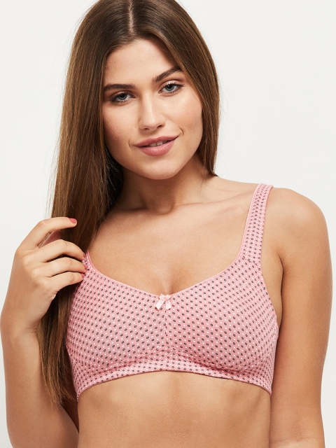 

max Pink & Black Printed Non-Wired Lightly Padded T-shirt Bra SP21SCB08CSALMON