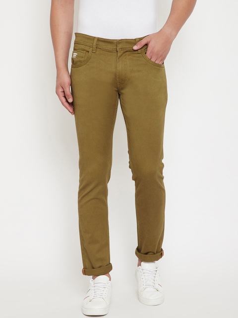

American Archer Men Khaki-Coloured Skinny Fit Low-Rise Clean Look Jeans