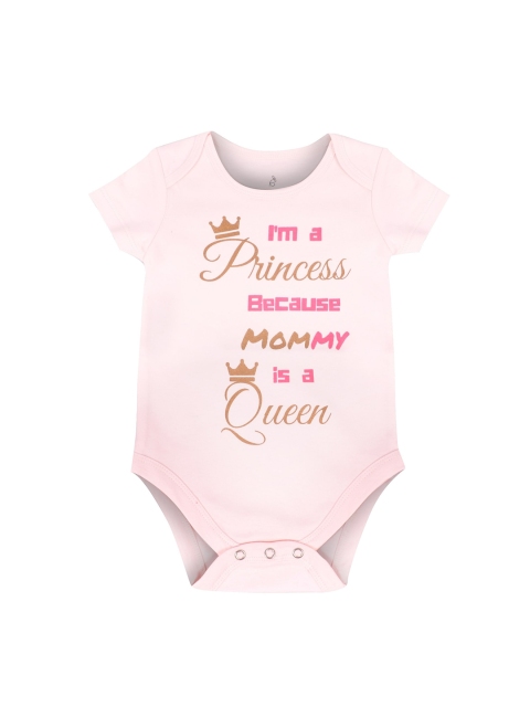 

The Flybees Infant Girls Pink & Gold-Coloured Printed Bodysuit