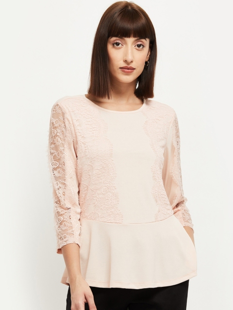 

max Pink Self Design Peplum Top