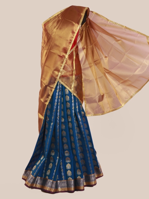 

Pothys Brown & Navy Blue Tissue Woven Design Saree