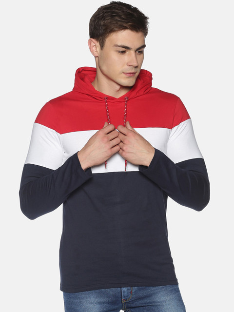 

UrGear Men Red Colourblocked Hood T-shirt