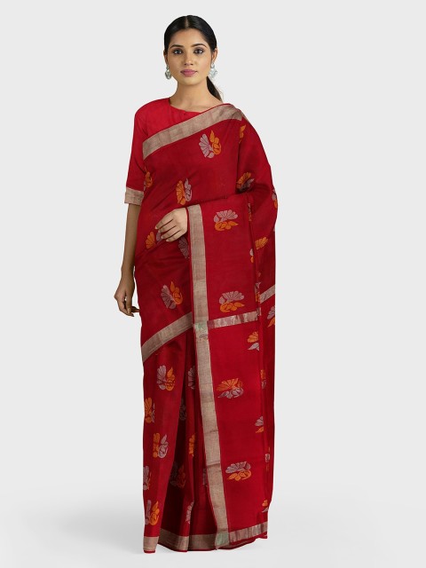 

APCO Maroon & Gold-Toned Pure Cotton Woven Design Saree