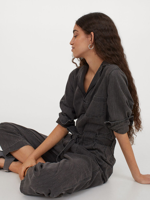

H&M Women Black Denim Sustainable Boiler Suit