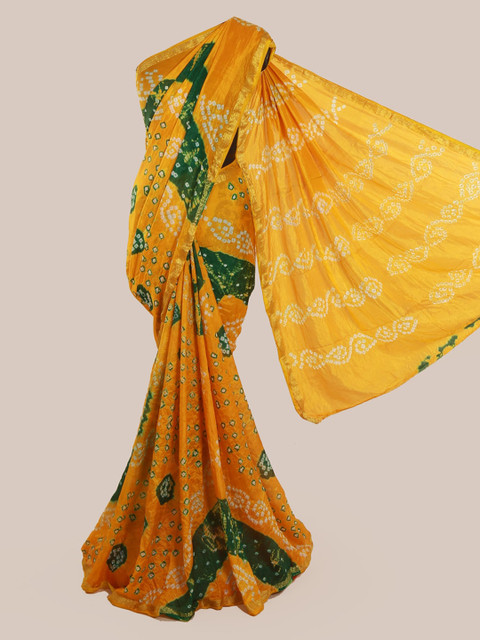 

Pothys Yellow Bandhani Printed Art Silk Saree
