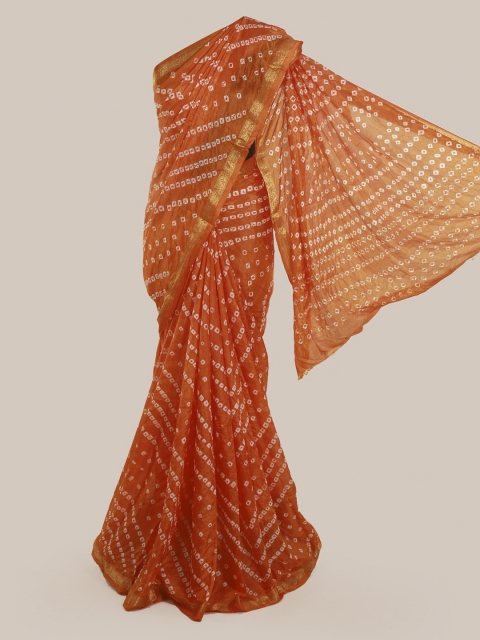 

Pothys Orange Printed Art Silk Saree
