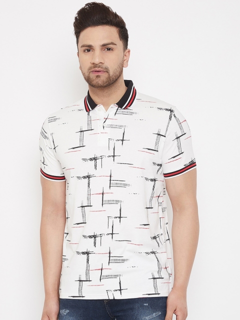 

98 Degree North Men Off-White Printed Polo Collar T-shirt